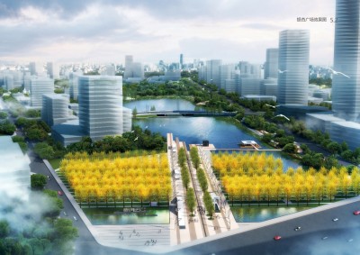 Gingko Square in the west park of Xinchuan Heartbeat Central Park (Artist’s Impressions)